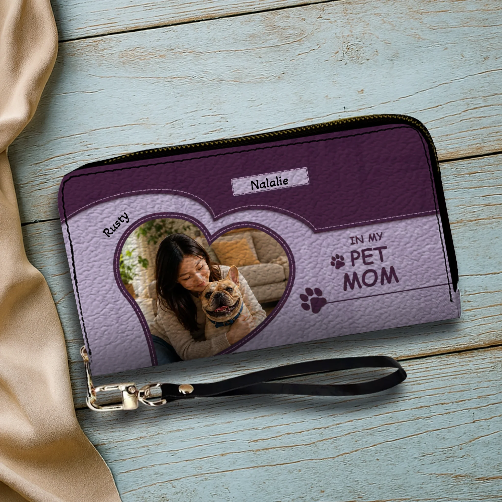 Personalized Frenchie Leather Wallet – Custom Photo Heart For Dog Mom