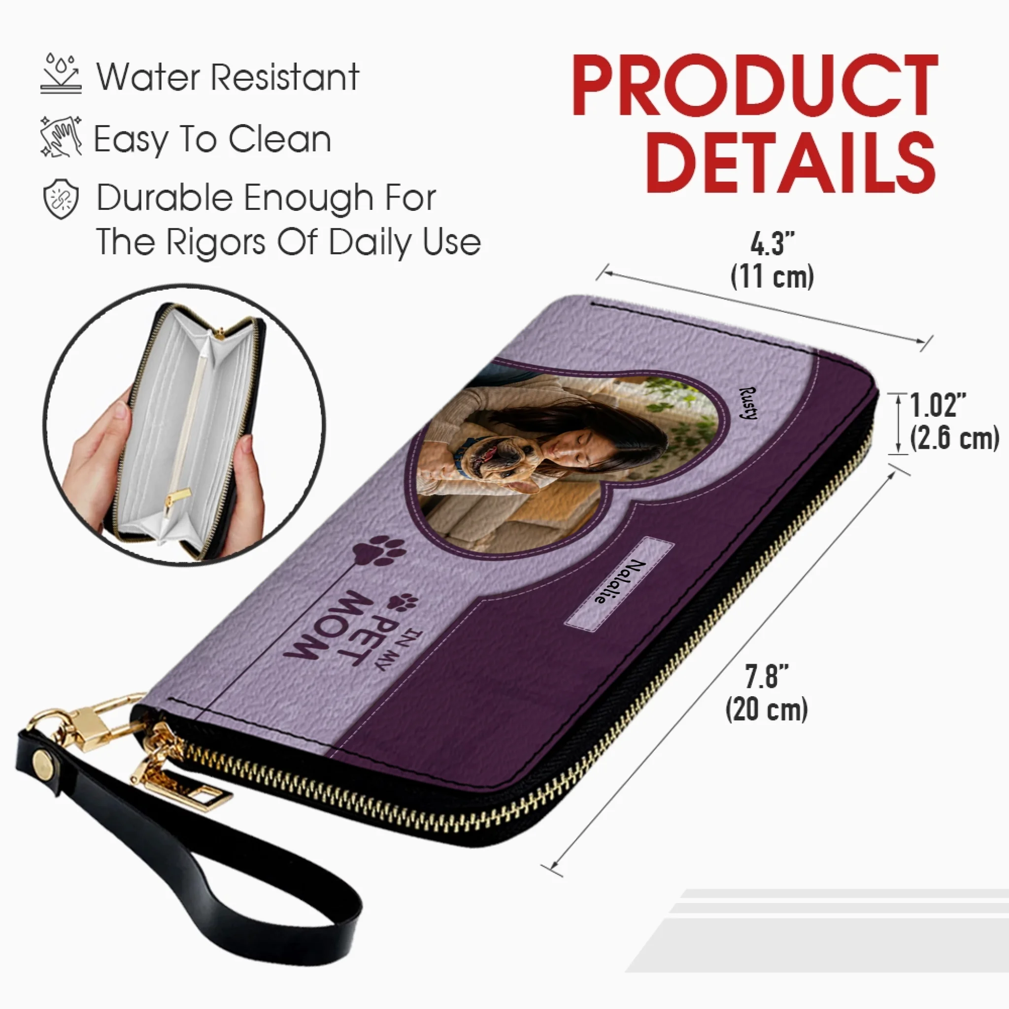 Personalized Frenchie Leather Wallet – Custom Photo Heart For Dog Mom