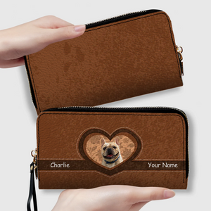 Personalized French Bulldog Vintage Heart  Leather Wallet – Gift For Dog Lovers