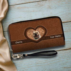 Personalized French Bulldog Vintage Heart  Leather Wallet – Gift For Dog Lovers