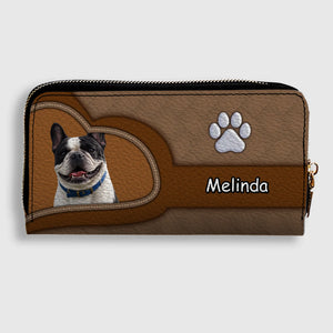 Customized Frenchie Leather Wallet – Paw Brown Heart Gift