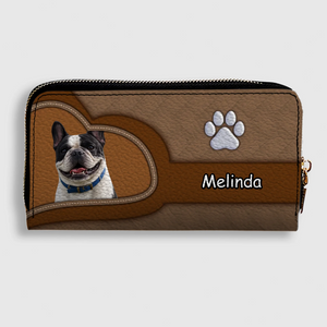 Customized Frenchie Leather Wallet – Paw Brown Heart Gift