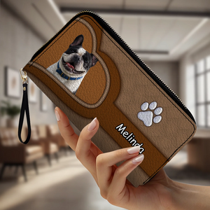 Customized Frenchie Leather Wallet – Paw Brown Heart Gift