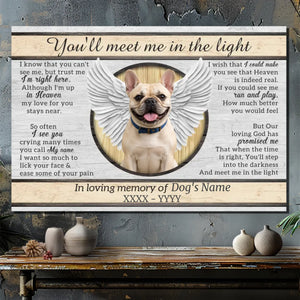 Personalized Frenchie Canvas Wall Art - You'll meet me in the light