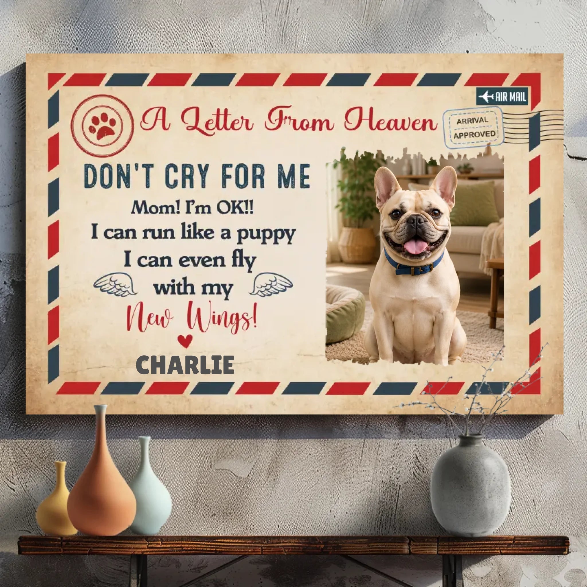 Customized Frenchie Canvas Wall Art - A Message Of Love From Heaven