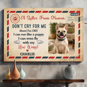 Customized Frenchie Canvas Wall Art - A Message Of Love From Heaven