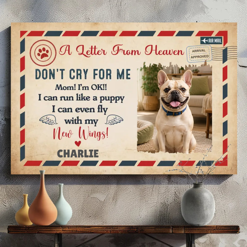 Customized Frenchie Canvas Wall Art - A Message Of Love From Heaven