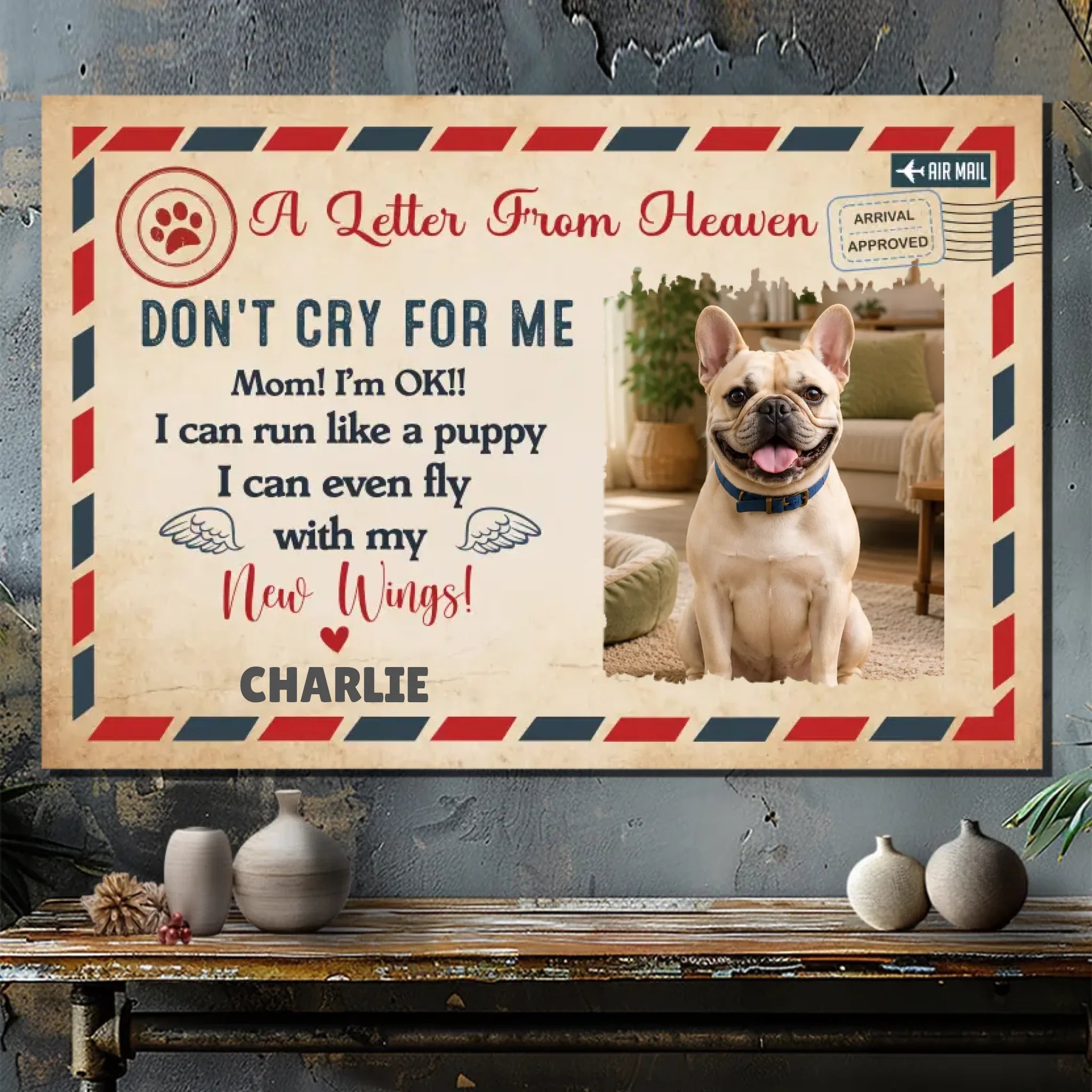 Customized Frenchie Canvas Wall Art - A Message Of Love From Heaven