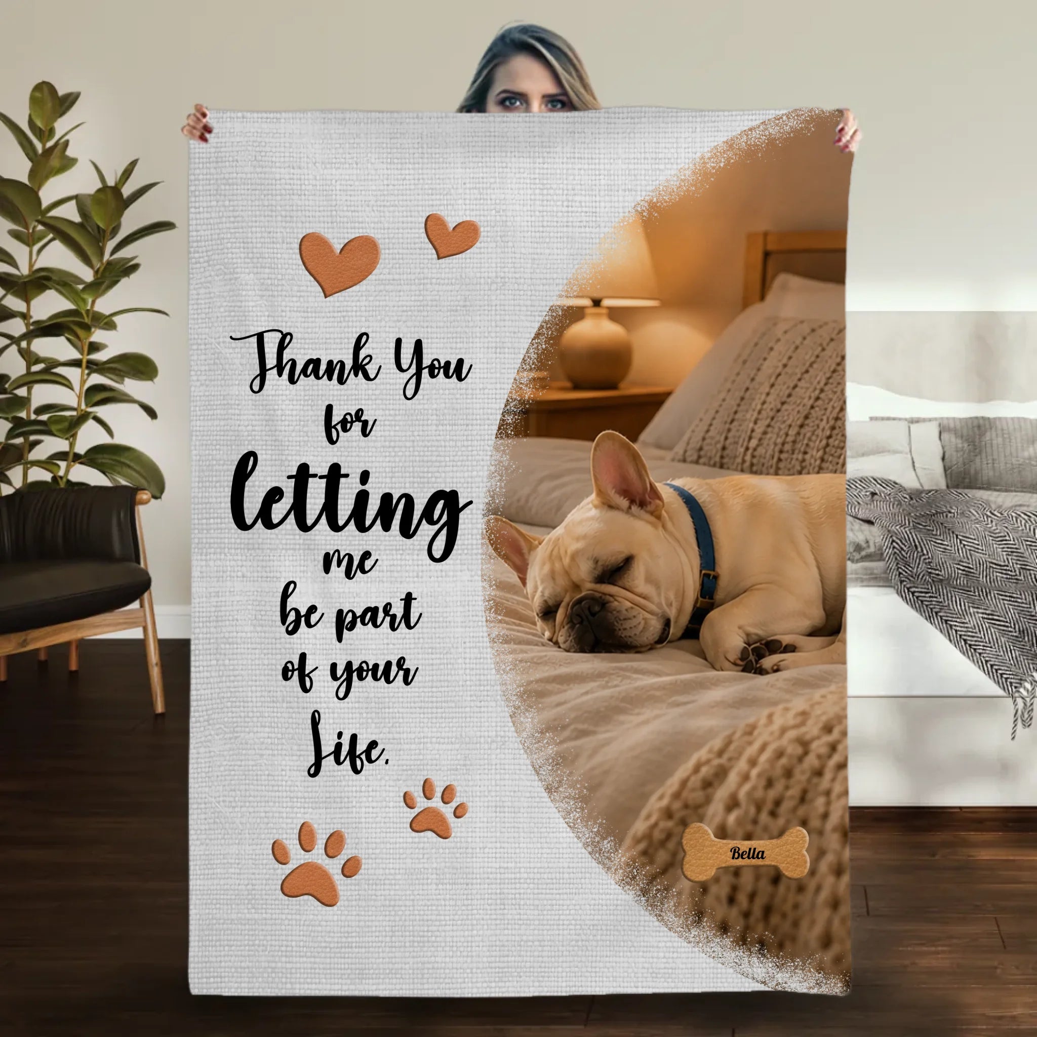 Personalized Frenchie Blanket With Picture & Name - Thank You For Letting Me Be Part Of Your Life