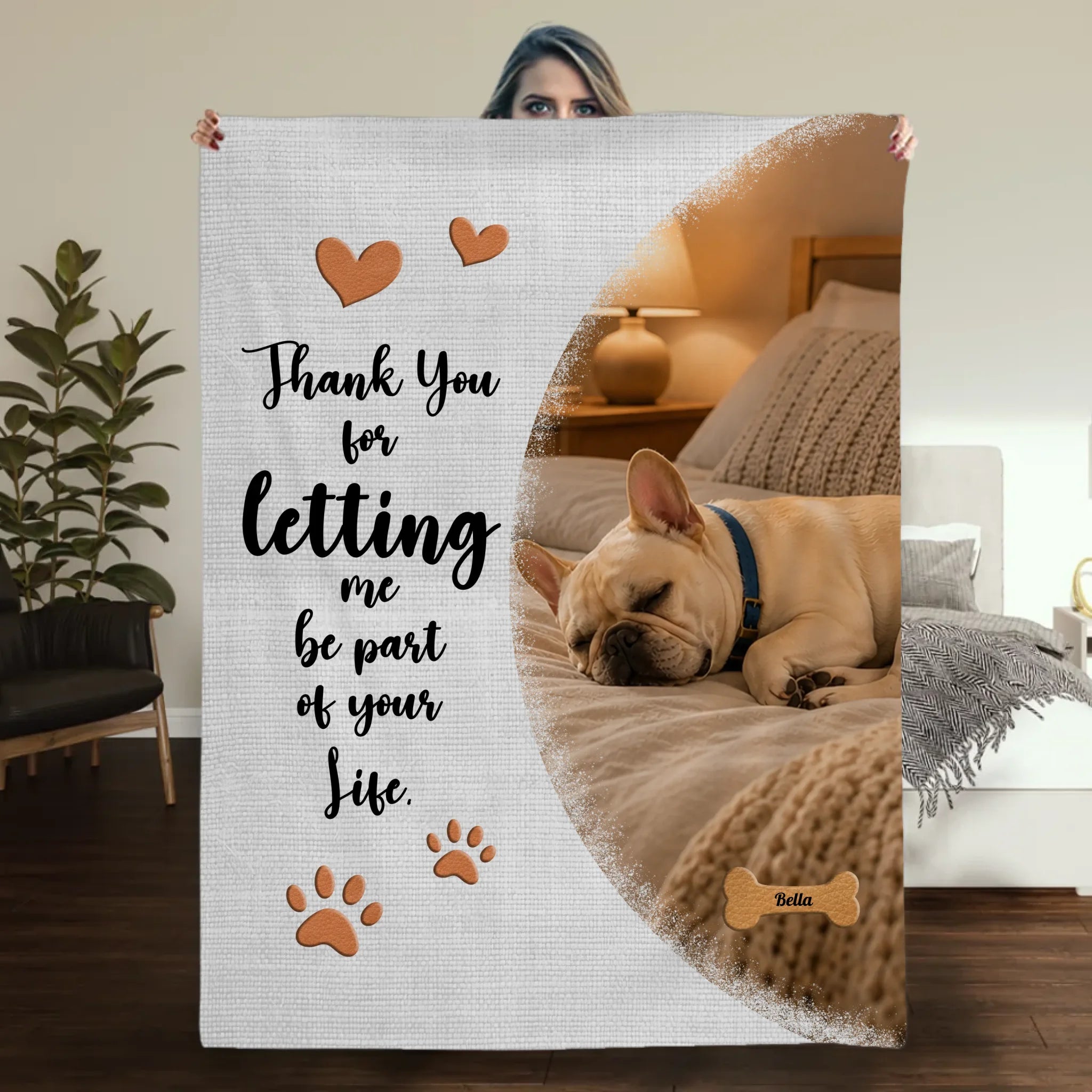 Personalized Frenchie Blanket With Picture & Name - Thank You For Letting Me Be Part Of Your Life