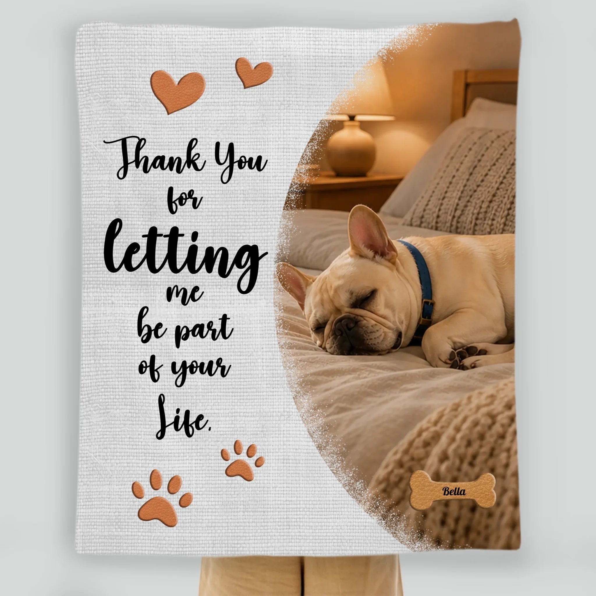 Personalized Frenchie Blanket With Picture & Name - Thank You For Letting Me Be Part Of Your Life