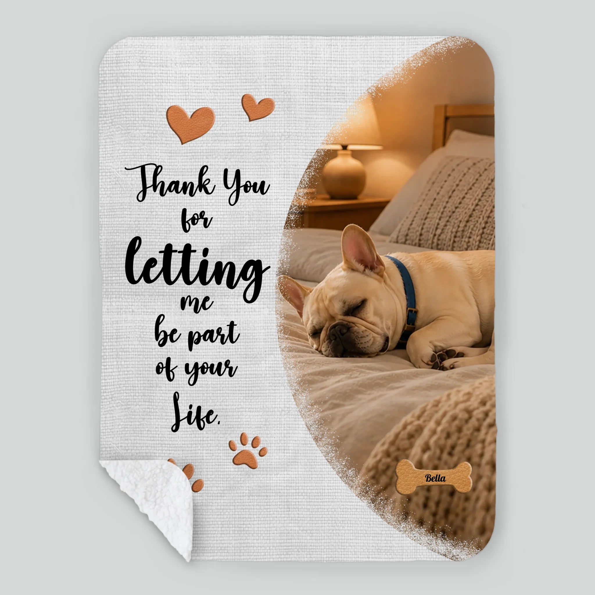 Personalized Frenchie Blanket With Picture & Name - Thank You For Letting Me Be Part Of Your Life