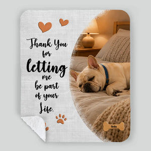 Personalized Frenchie Blanket With Picture & Name - Thank You For Letting Me Be Part Of Your Life