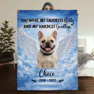 Personalized French Bulldog Dog Memorial Blanket – Custom Photo Angel Wings