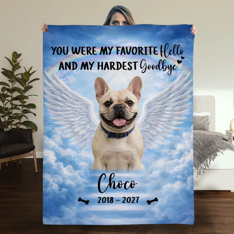 Personalized French Bulldog Dog Memorial Blanket – Custom Photo Angel Wings