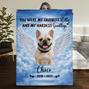 Personalized French Bulldog Dog Memorial Blanket – Custom Photo Angel Wings