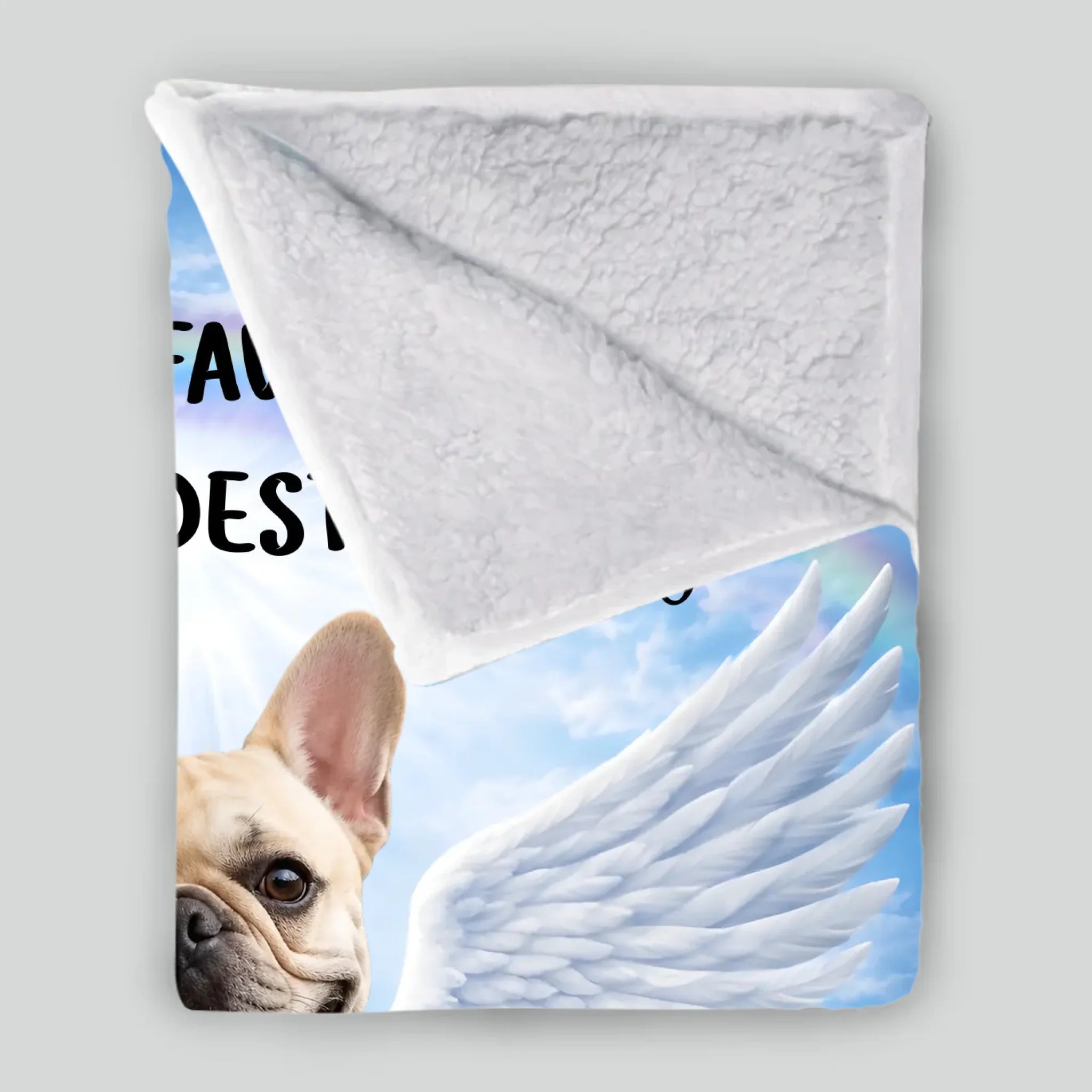 Personalized French Bulldog Dog Memorial Blanket – Custom Photo Angel Wings