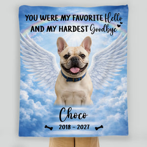 Personalized French Bulldog Dog Memorial Blanket – Custom Photo Angel Wings