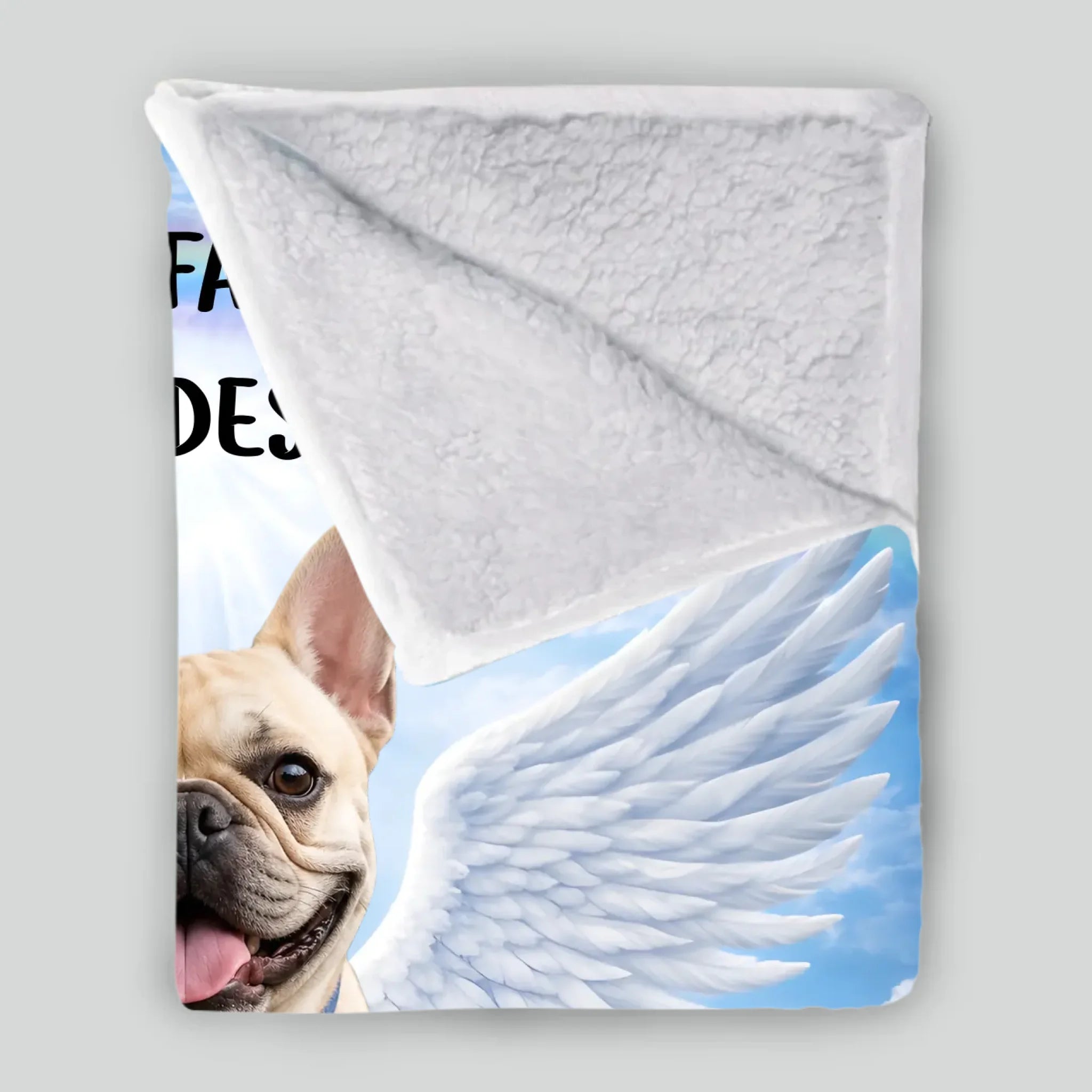 Personalized French Bulldog Dog Memorial Blanket – Custom Photo Angel Wings