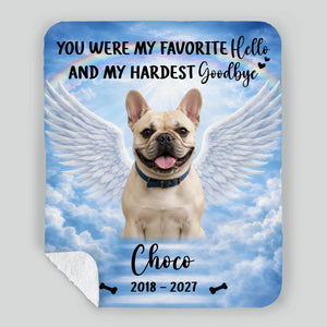 Personalized French Bulldog Dog Memorial Blanket – Custom Photo Angel Wings