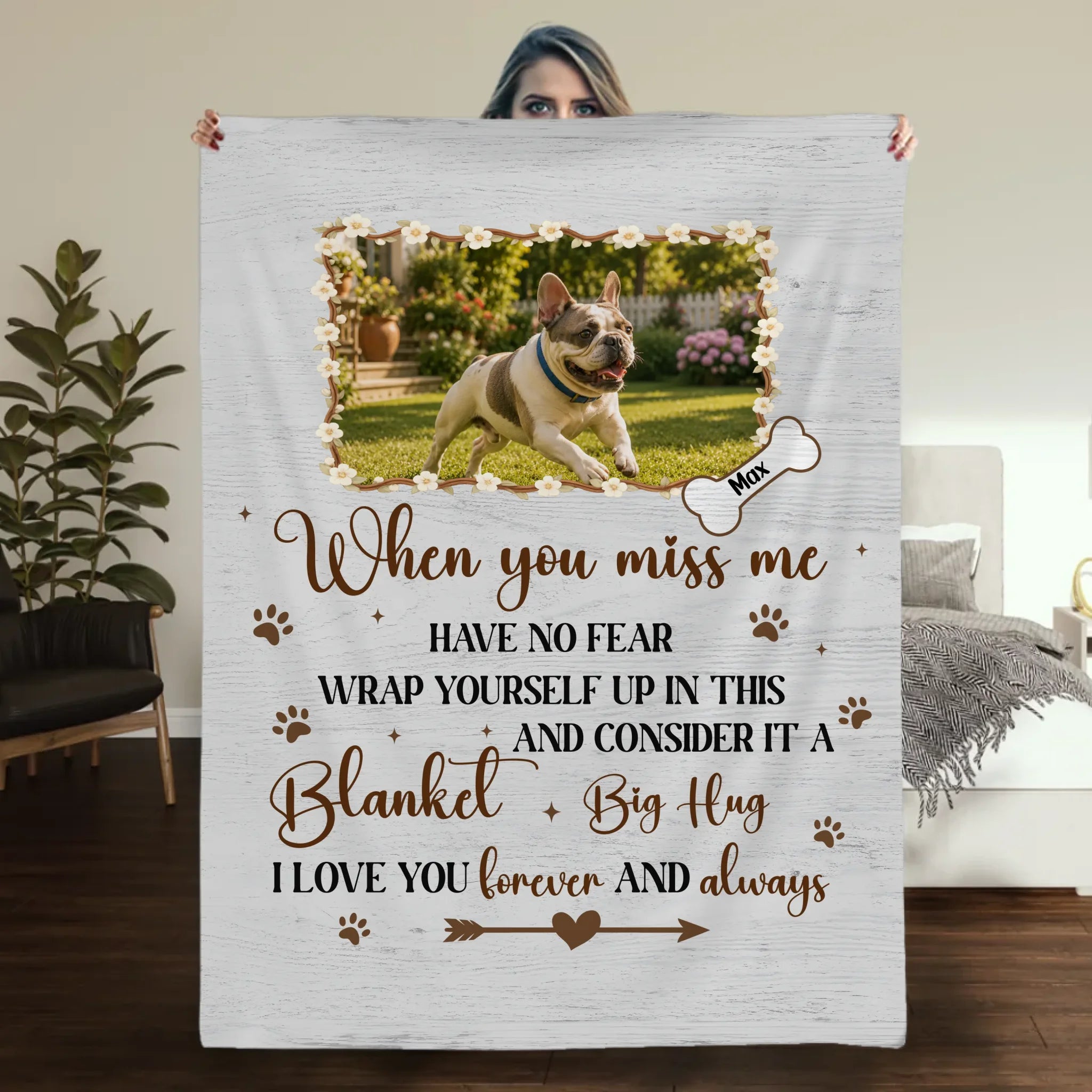 Customized Frenchie Blanket – When You Miss Me, Have No Fear