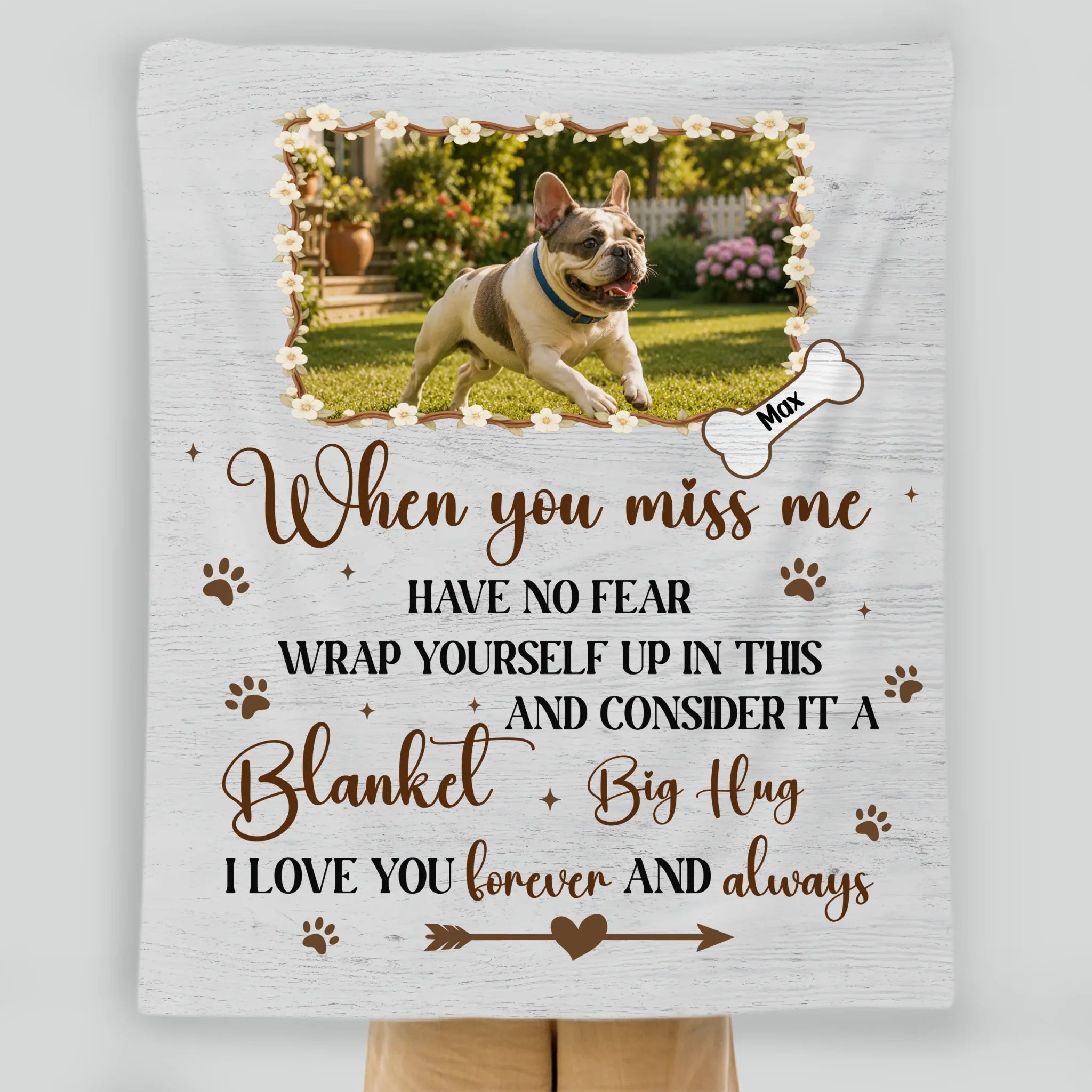 Customized Frenchie Blanket – When You Miss Me, Have No Fear