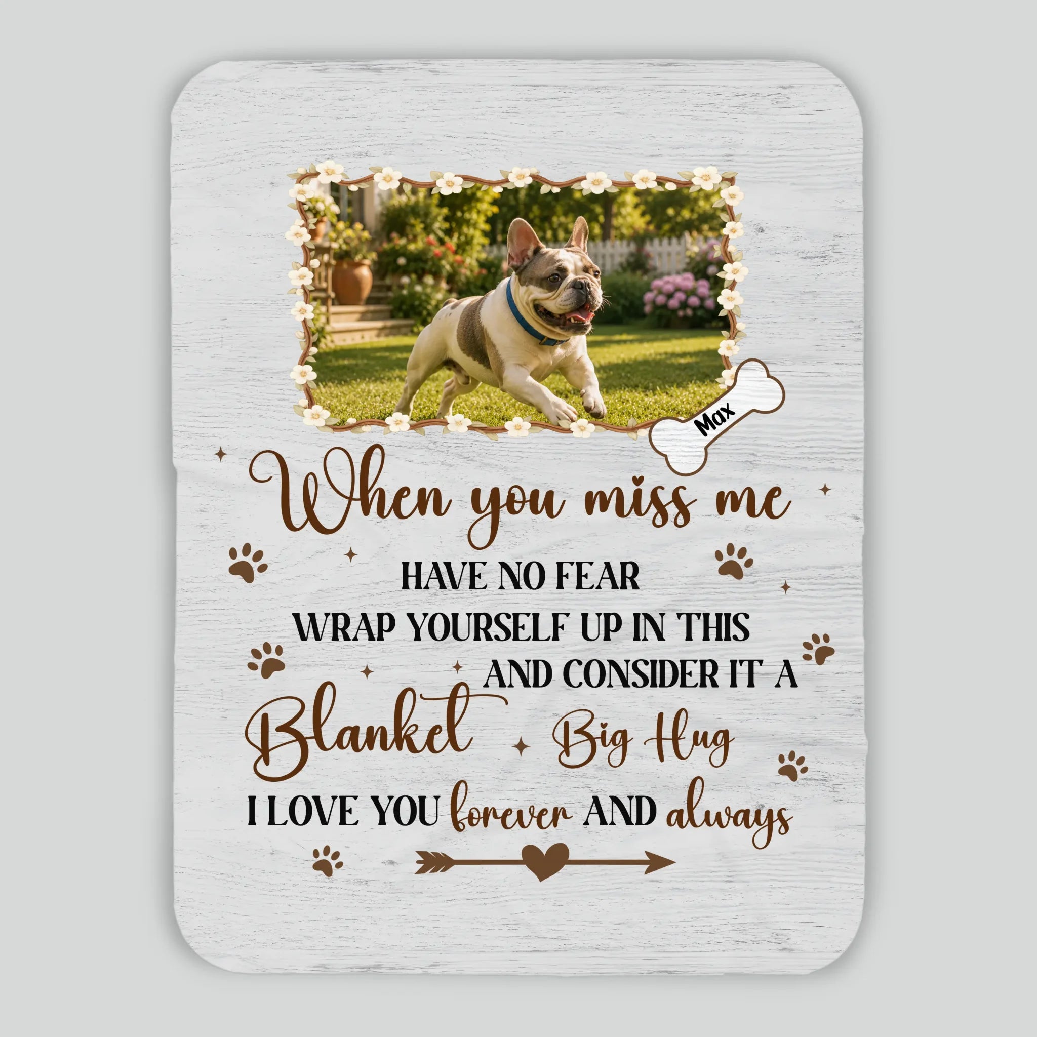 Customized Frenchie Blanket – When You Miss Me, Have No Fear
