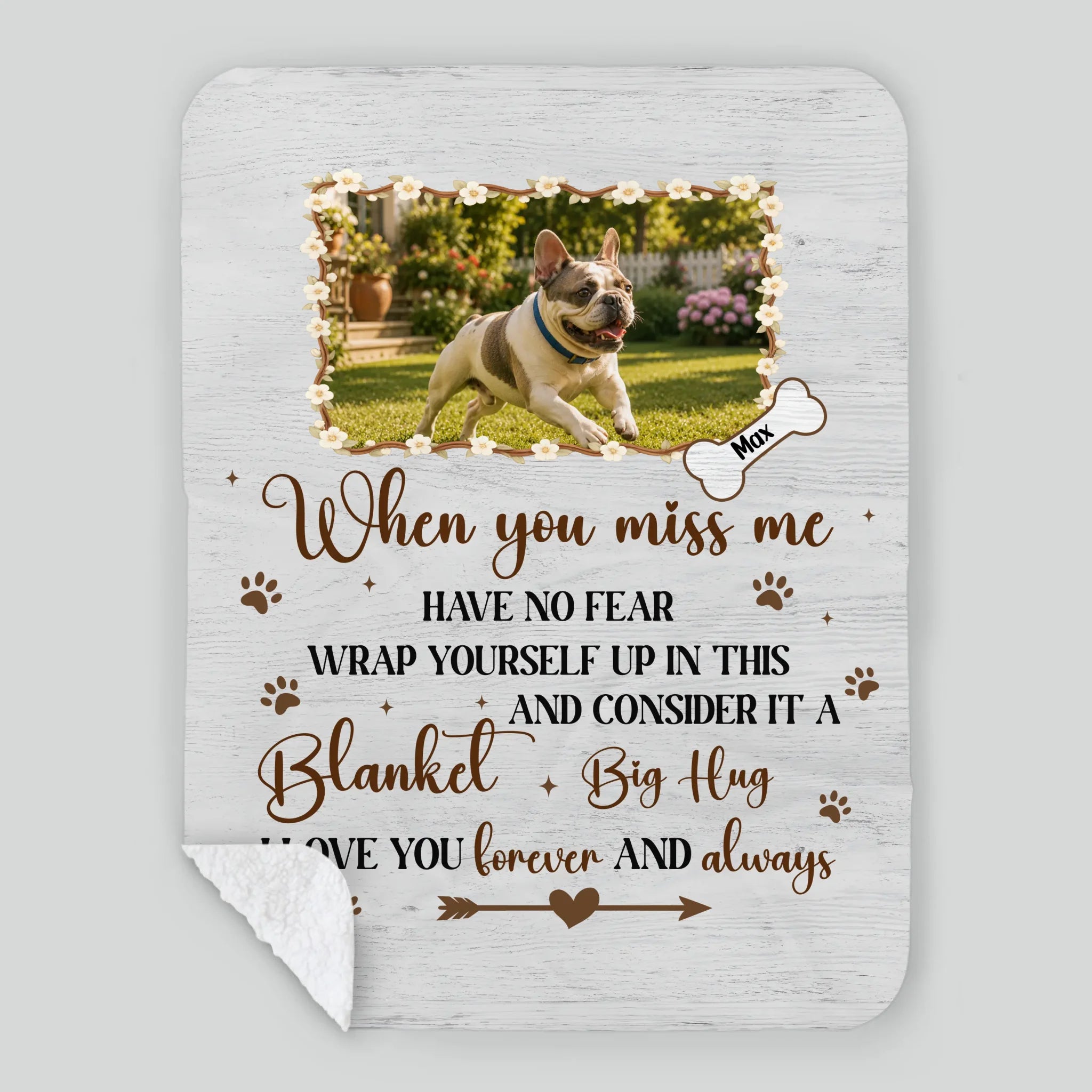 Customized Frenchie Blanket – When You Miss Me, Have No Fear