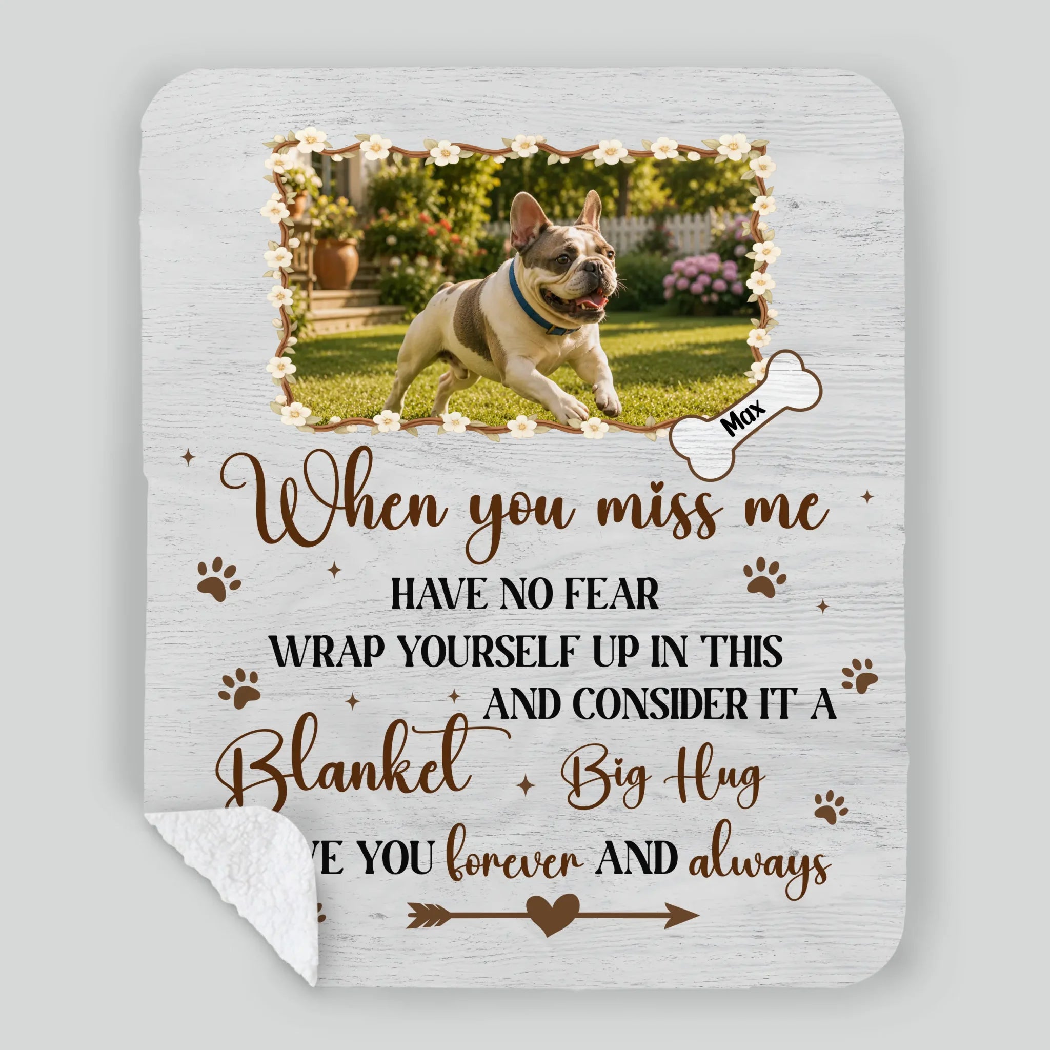 Customized Frenchie Blanket – When You Miss Me, Have No Fear