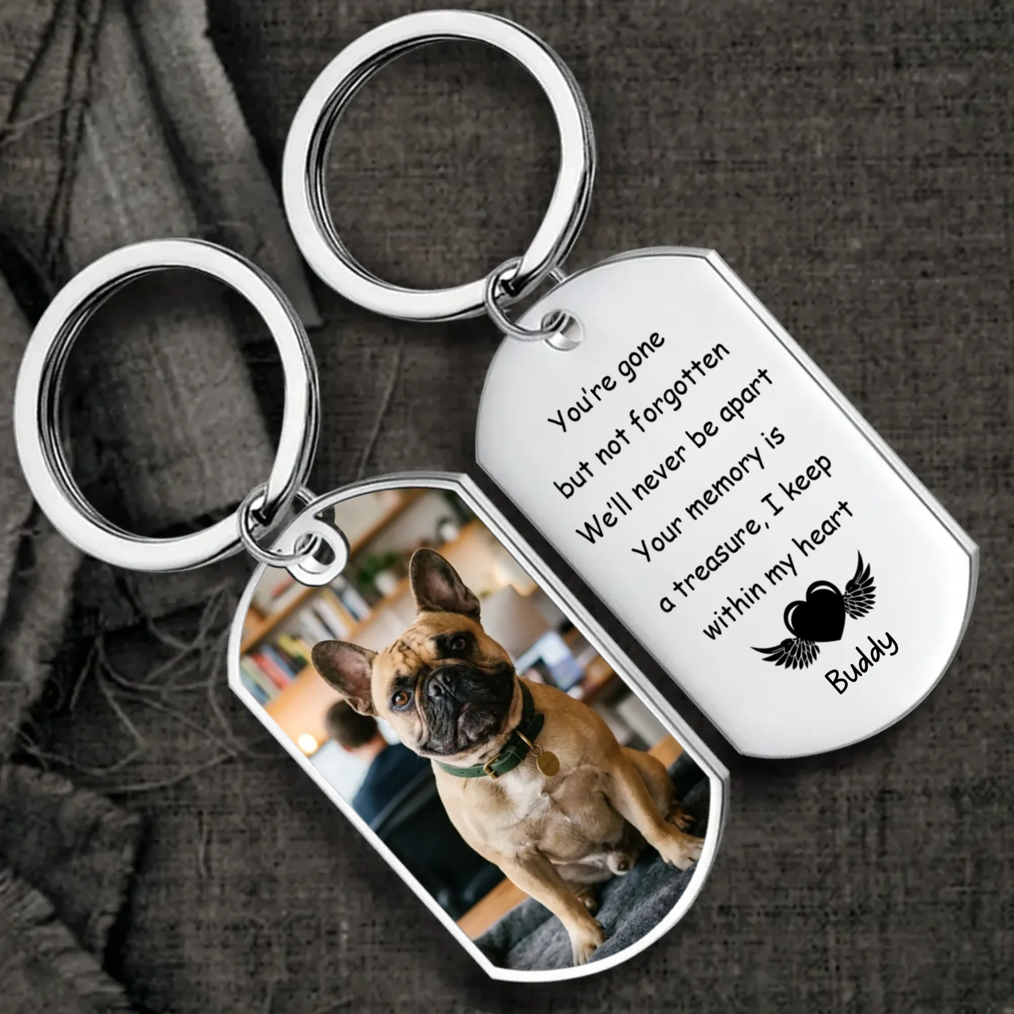 Personalized French Bulldog Keychain – You're Gone But Not Forgotten