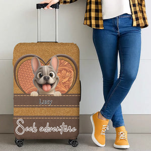 Personalized French Bulldog Luggage Cover – Seek Adventure With Custom Names