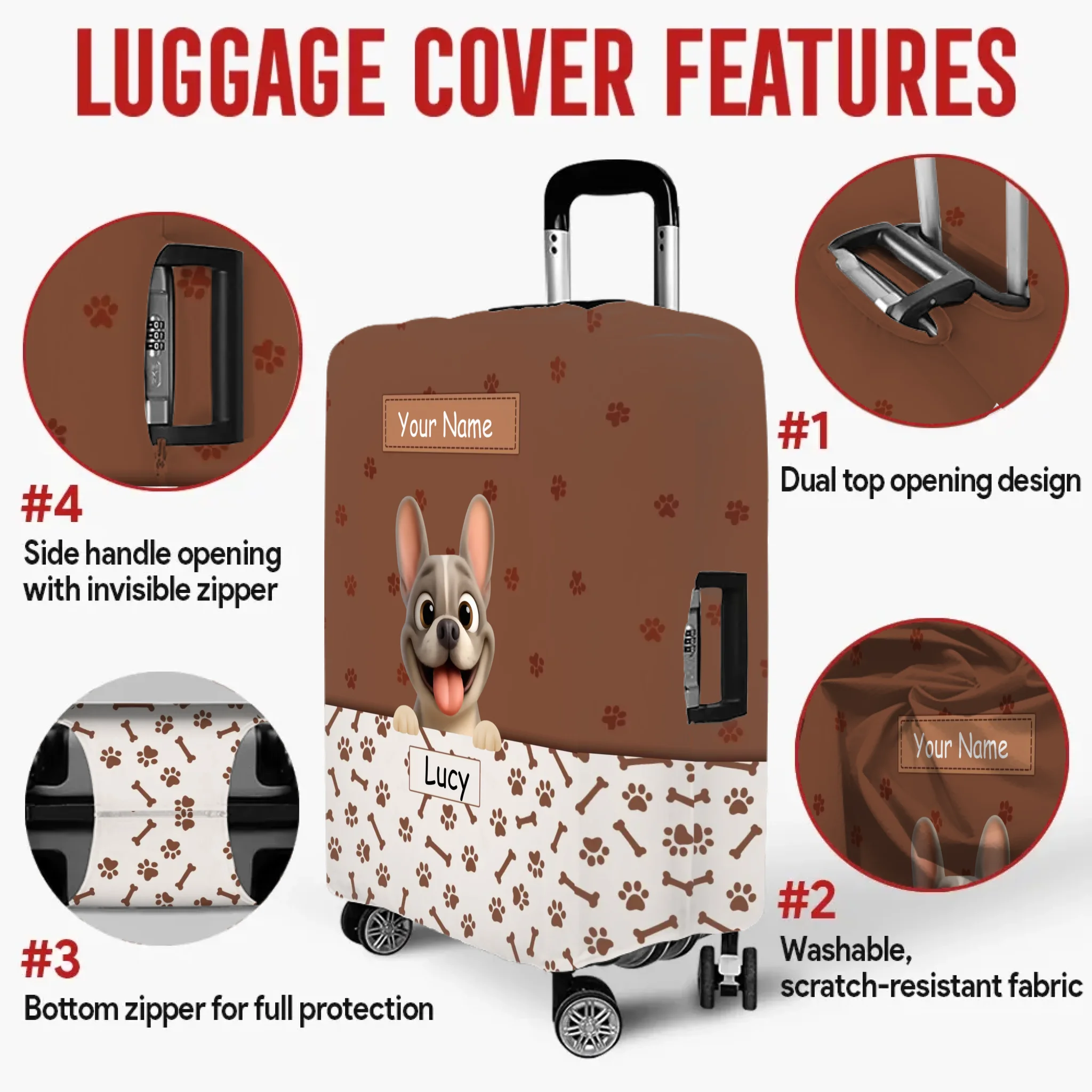 Customized French Bulldog Luggage Cover – Gifts For Dog Owners