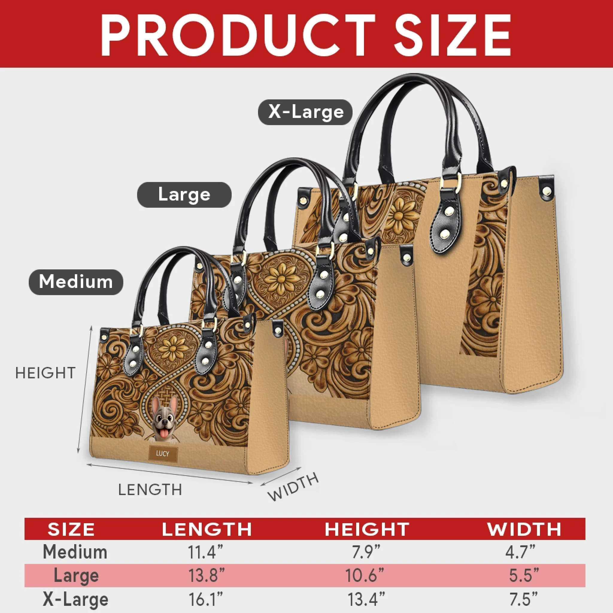 Personalized French Bulldog Handbag – Tooled Leather For Dog Lovers Gifts