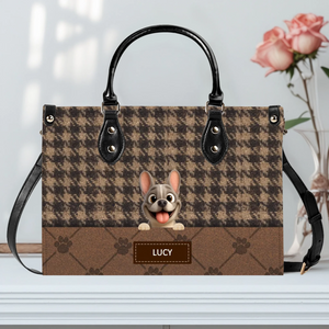 Customized Frenchie Handbag – Vintage Autumn Brown Custom Name