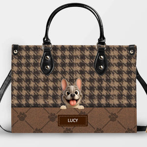Customized Frenchie Handbag – Vintage Autumn Brown Custom Name