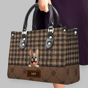 Customized Frenchie Handbag – Vintage Autumn Brown Custom Name
