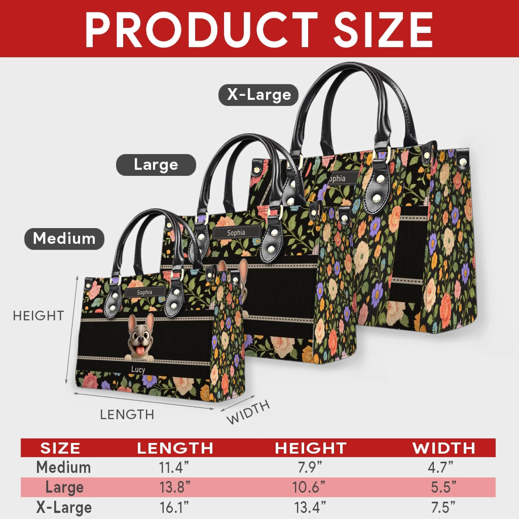 Bespoke French Bulldog Handbag – Elegant Flower Pattern Gift Dog Mom