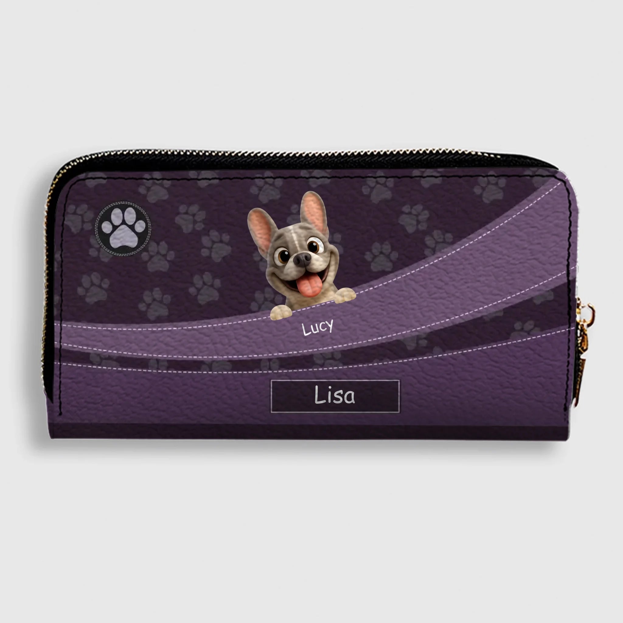 Custom Frenchie Long Wallet– Paw Print For Dog Mom