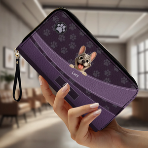 Custom Frenchie Long Wallet– Paw Print For Dog Mom