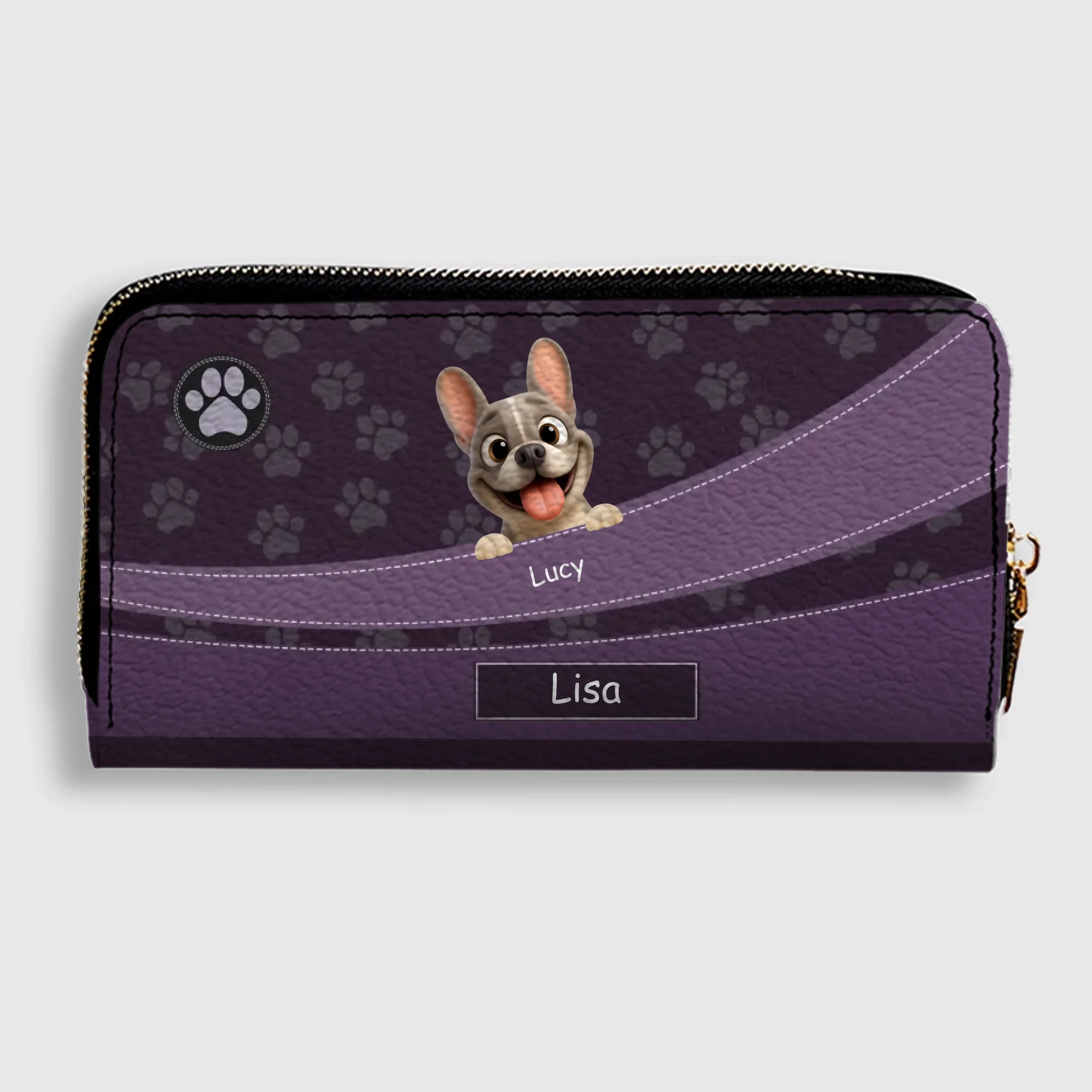 Custom Frenchie Long Wallet– Paw Print For Dog Mom