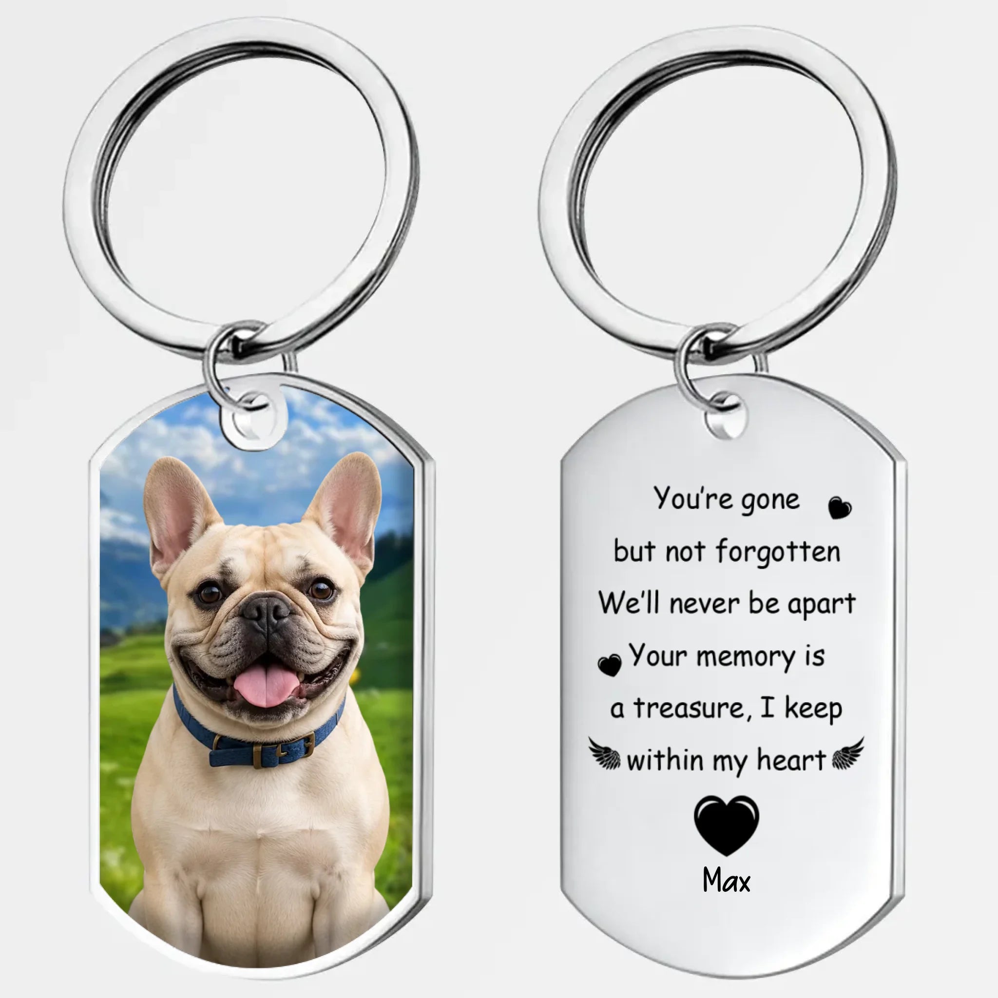 Customized Keychain for French Bulldog – Photo Dog Memorial Gift