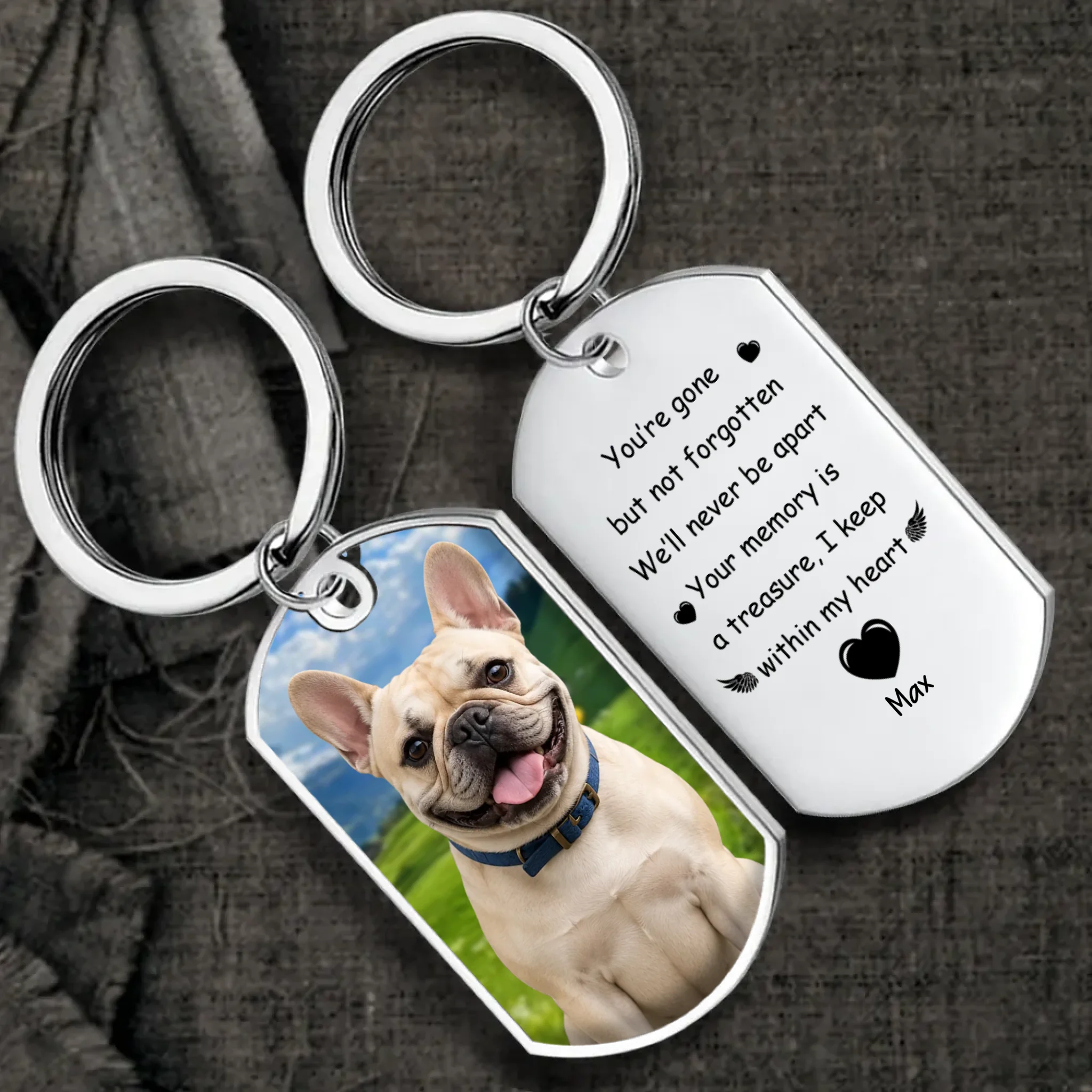 Customized Keychain for French Bulldog – Photo Dog Memorial Gift