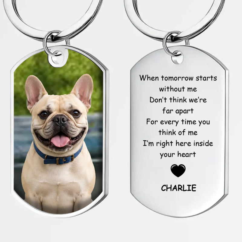 Custom Frenchie Keychain – I'm Right Here Inside Your Heart Gift