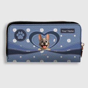 Personalized French Bulldog Wallet – Custom Daisy Flower Leather Clutch