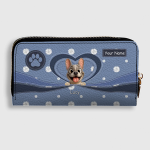 Personalized French Bulldog Wallet – Custom Daisy Flower Leather Clutch
