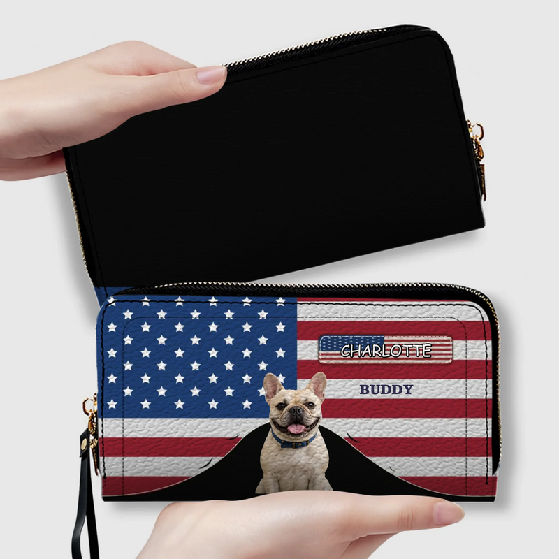 Custom Frenchie Wallet For Dog Lovers – American Flag Patriotic