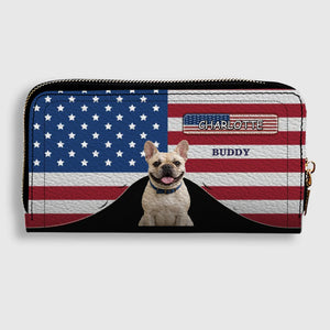 Custom Frenchie Wallet For Dog Lovers – American Flag Patriotic