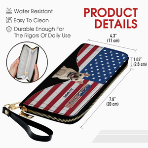 Custom Frenchie Wallet For Dog Lovers – American Flag Patriotic