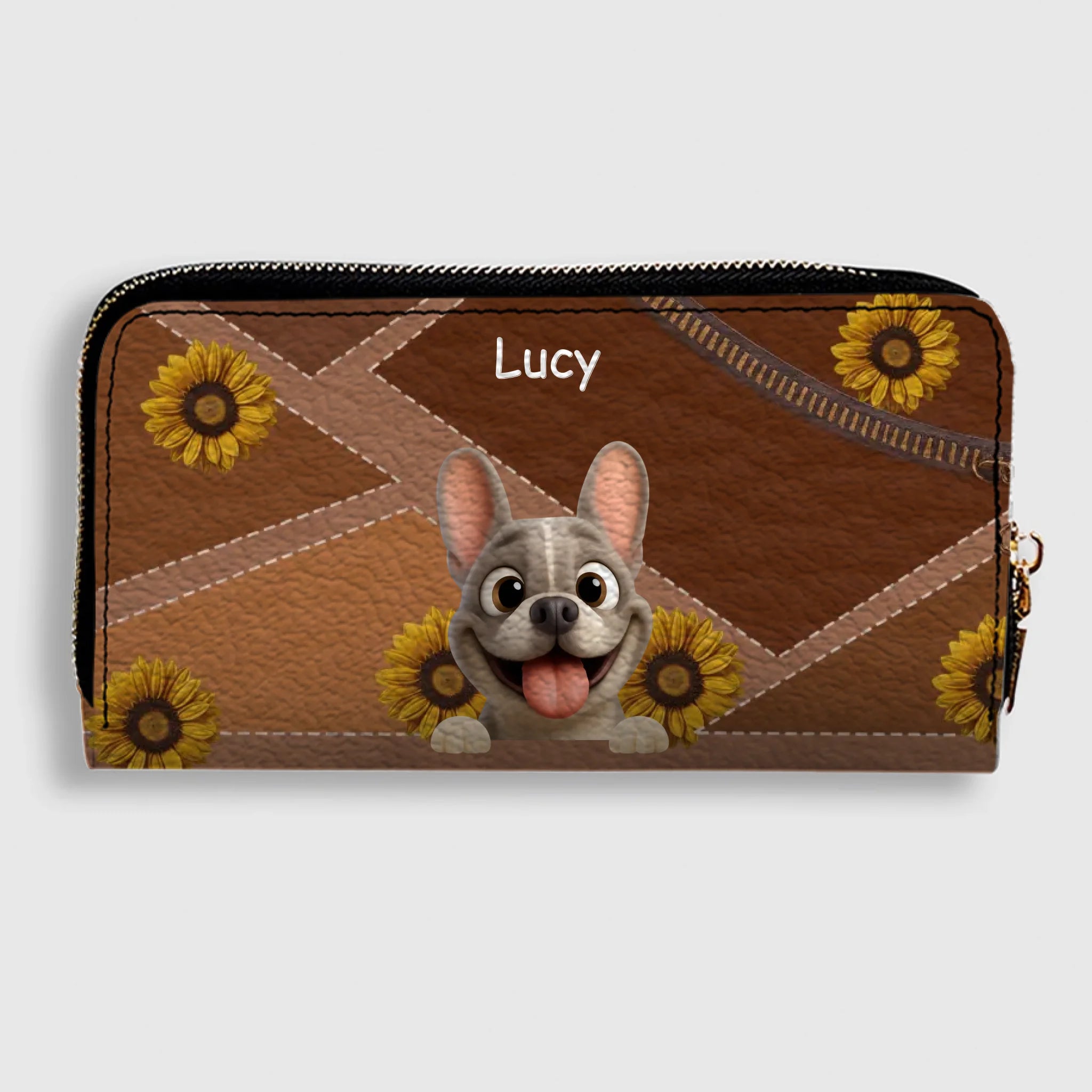 Customized French Bulldog Wallet – Vibrant Sunflower Gifts For Dog Lovers