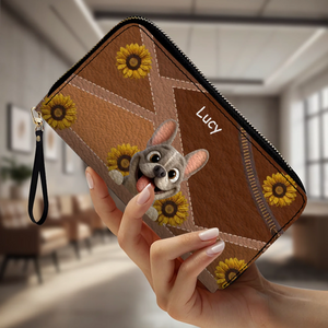 Customized French Bulldog Wallet – Vibrant Sunflower Gifts For Dog Lovers